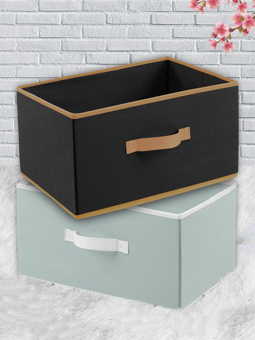 

Kuber Industries Set Of 2 Solid Rectangular Foldable Storage Organizers, Grey