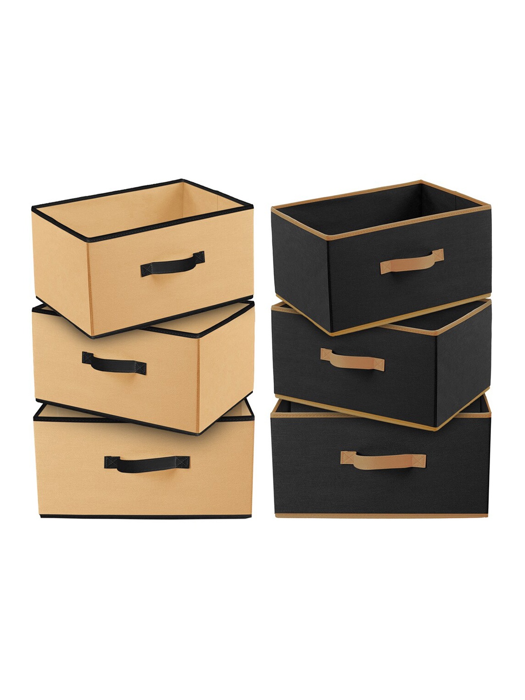 

Kuber Industries Set Of 6 Solid Rectangular Foldable Storage Organizers, Beige