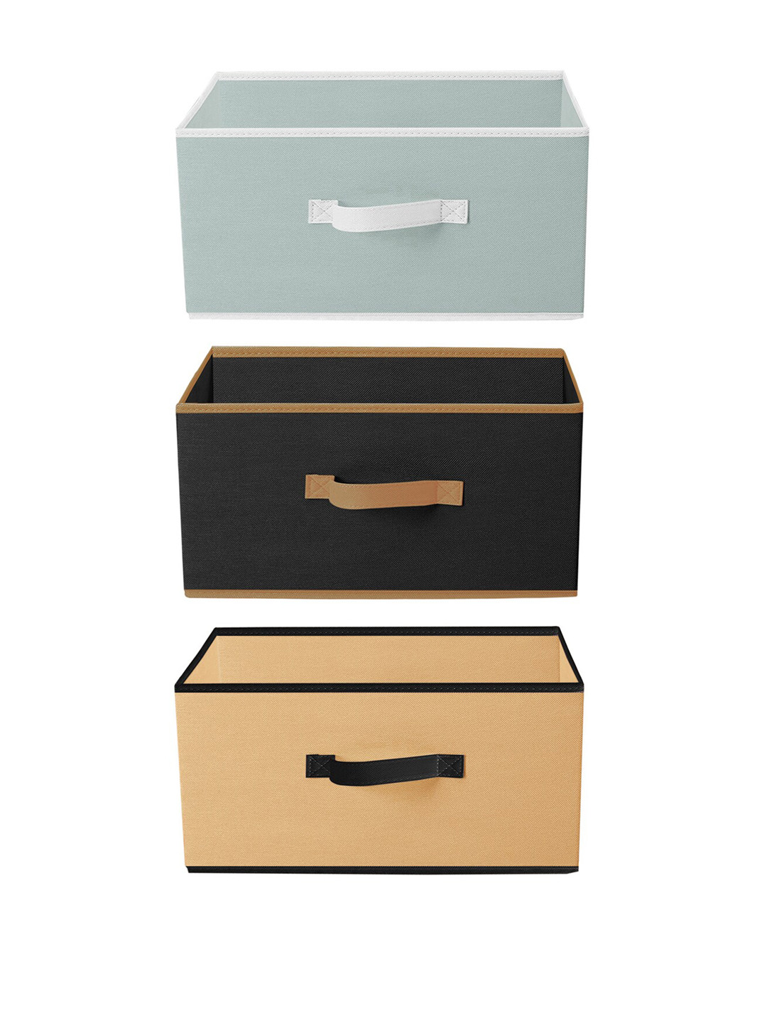 

Kuber Industries Set Of 3 Solid Multipurposes Rectangular Foldable Storage Box, Black