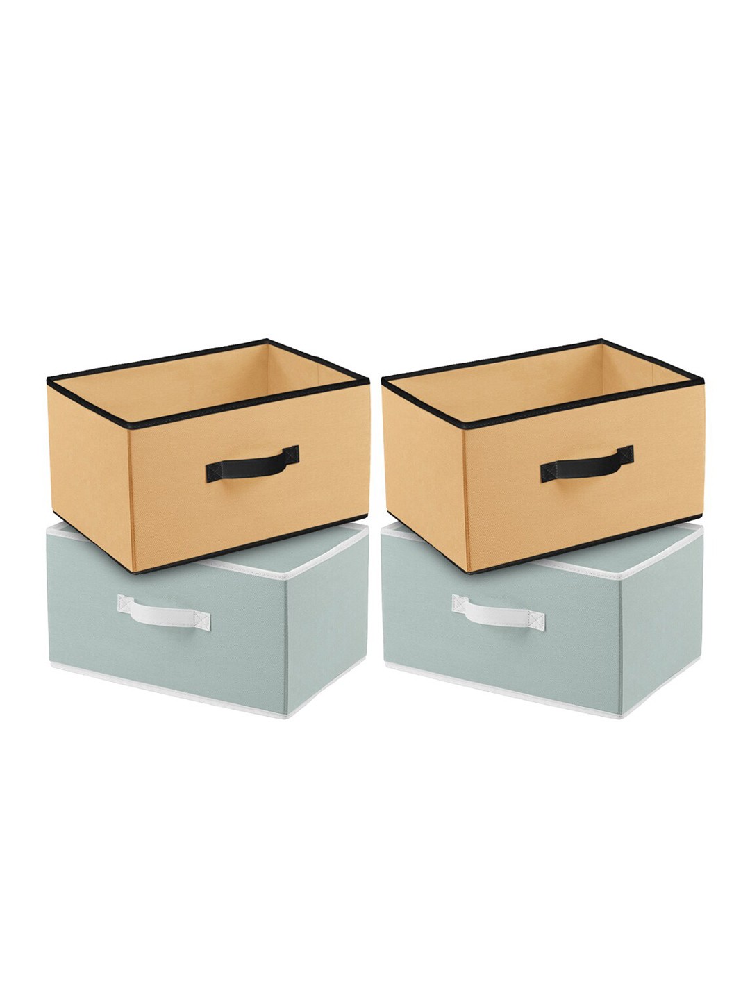 

Kuber Industries Set Of 4 Solid Foldable Multi-Purpose Storage Boxes, Beige