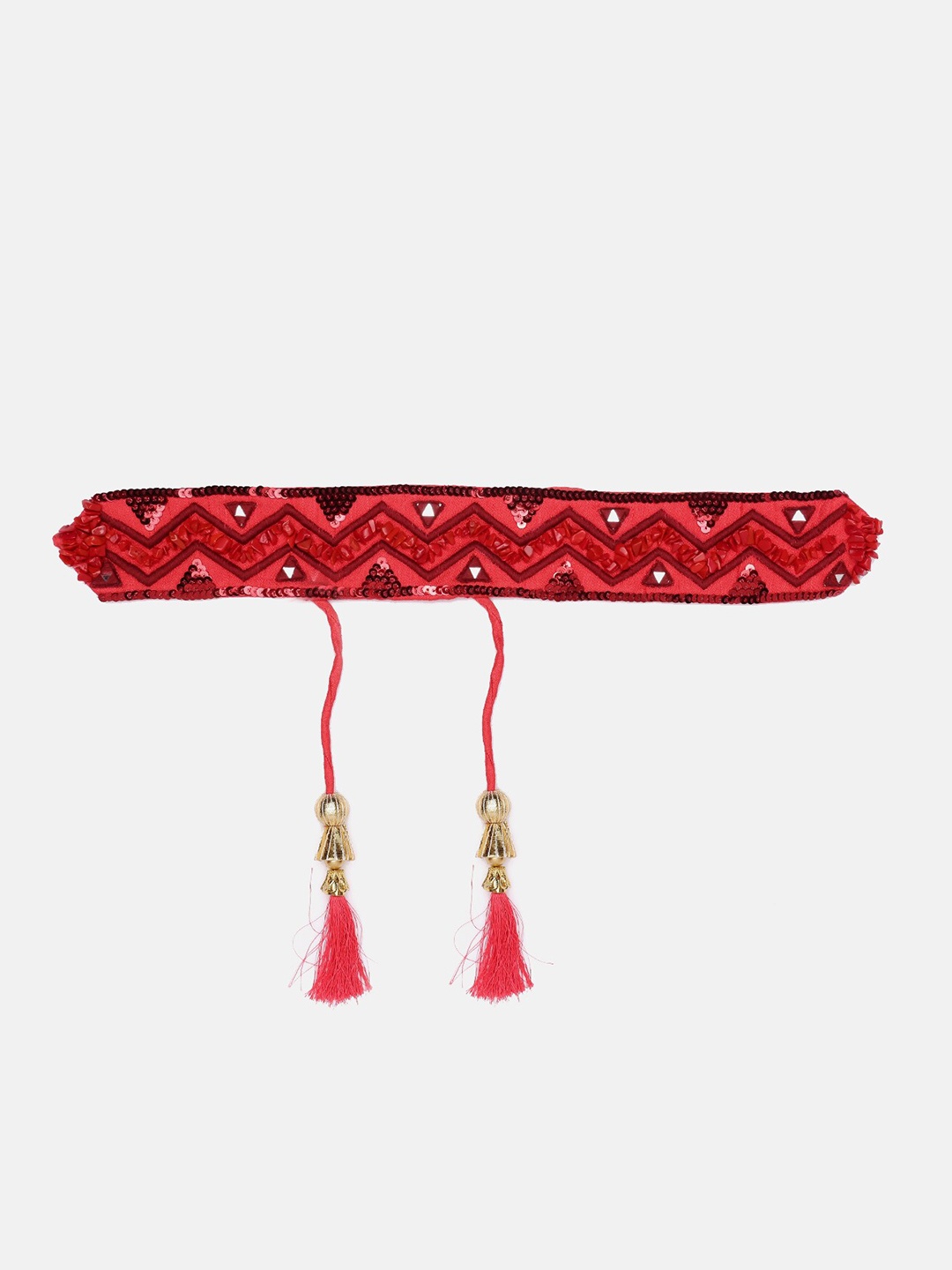 

panchhi Red Designer Stone Work Waist Belt and Kamarbandh For Women With Tassels