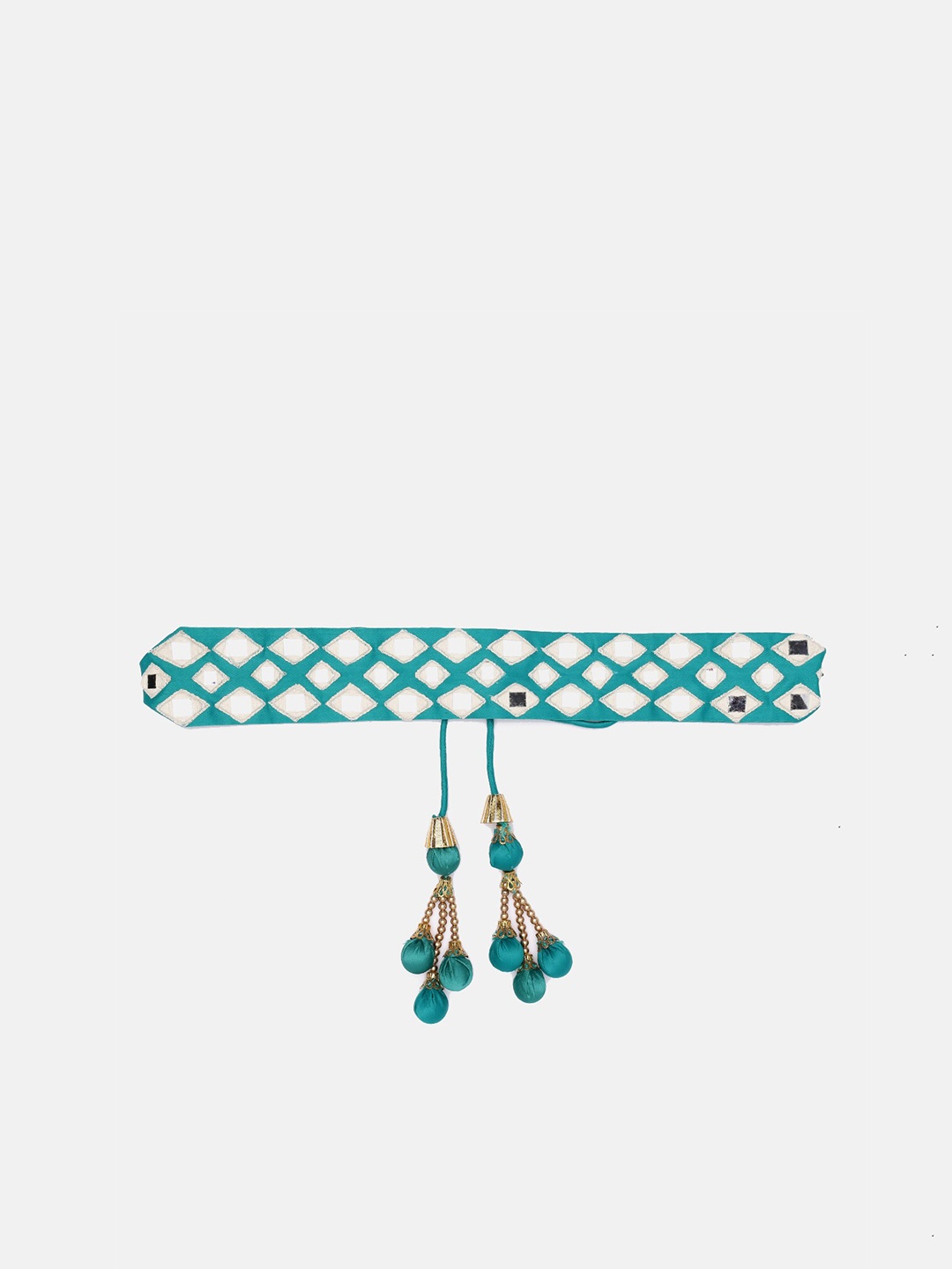 

Panchhi Women Sea-Green Designer Mirror Work Ethnic Waist Belt