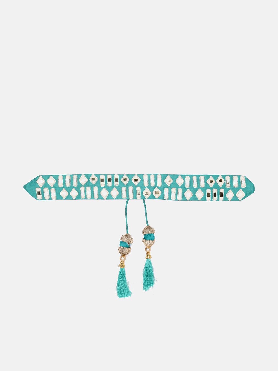 

panchhi Sea Green Mirror Work Waist Belt and Kamarbandh For Women With Tassels