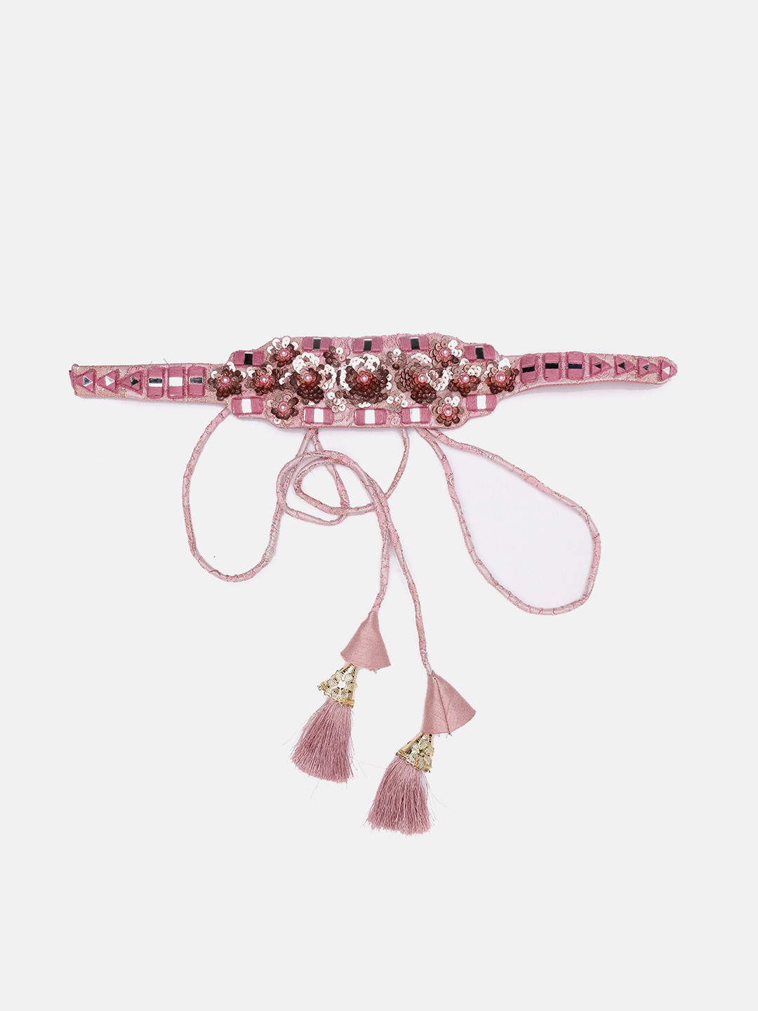 

panchhi Rose Mirror Work Waist Belt and Kamarbandh For Women With Tassels