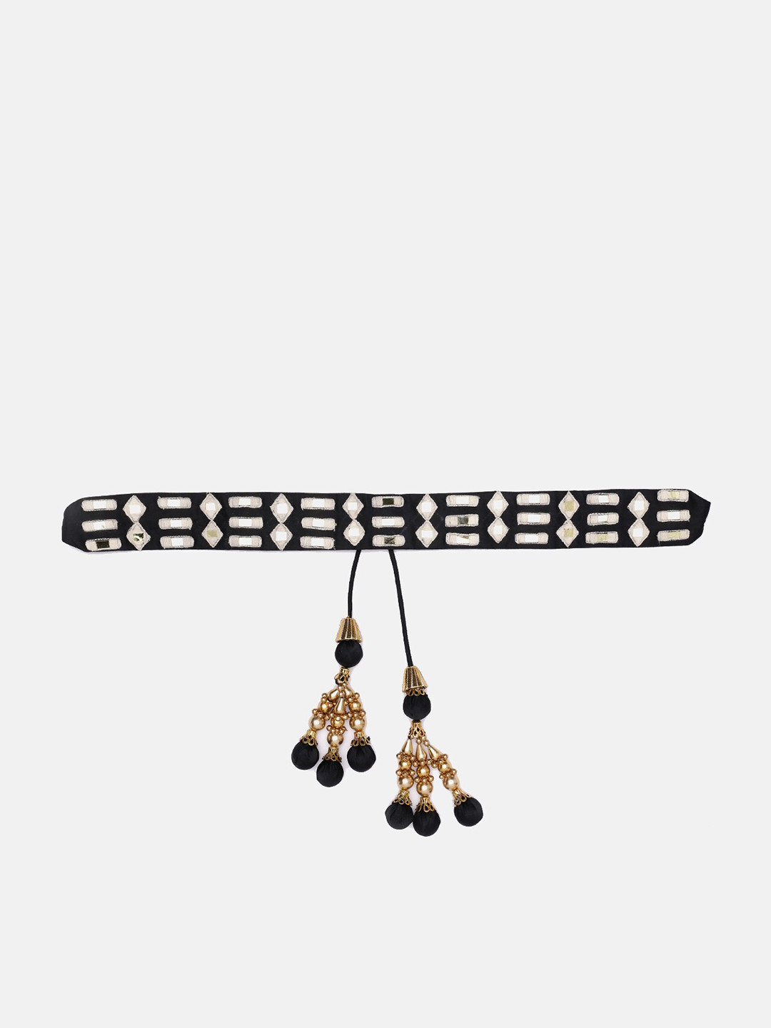 

panchhi Women Black & White Embellished Mirror Work Hand-Made Kamarbandh