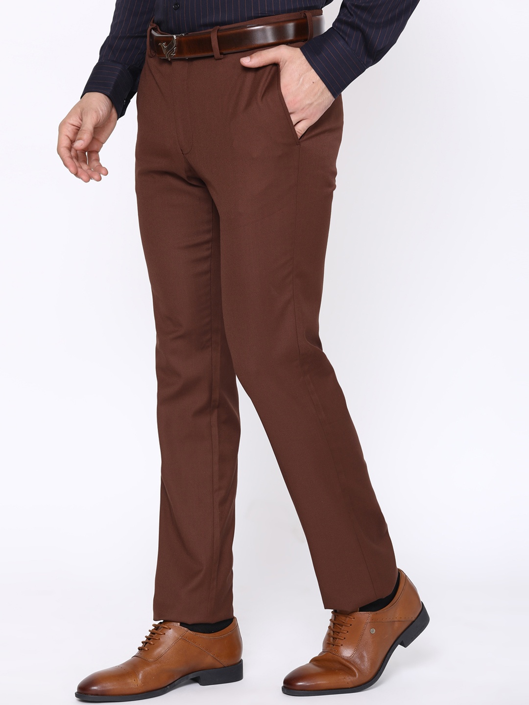 

Blackberrys Men Rust B-91 Skinny Fit Formal Trousers