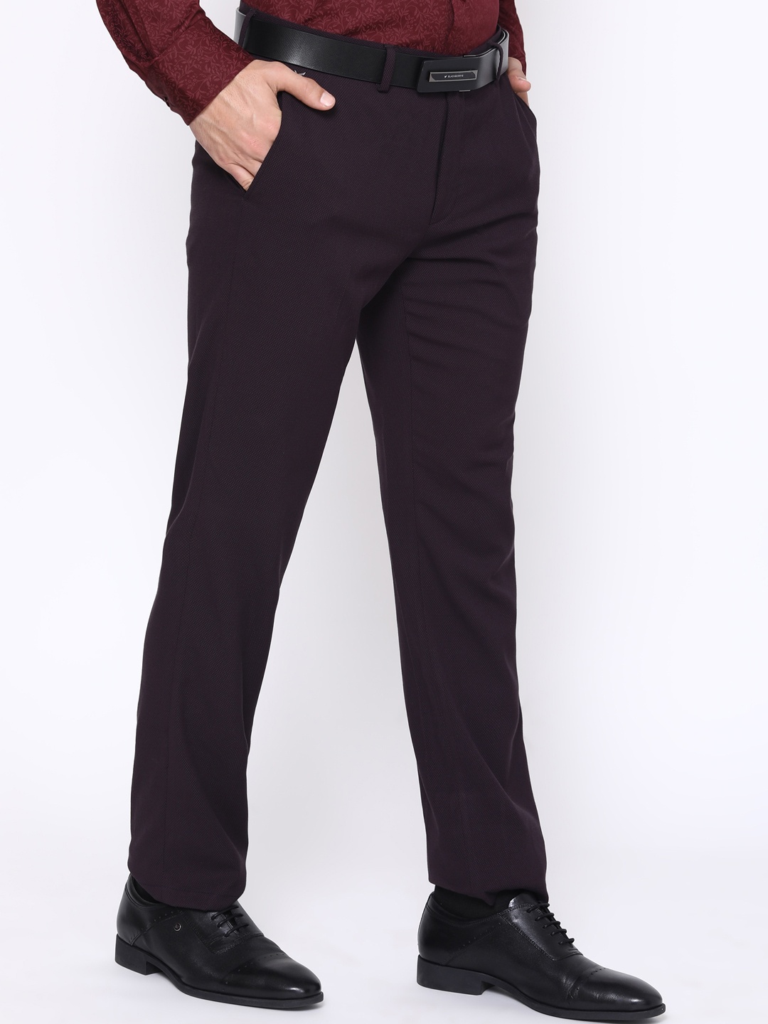 

Blackberrys Men Maroon B-95 Slim Fit Formal Trousers