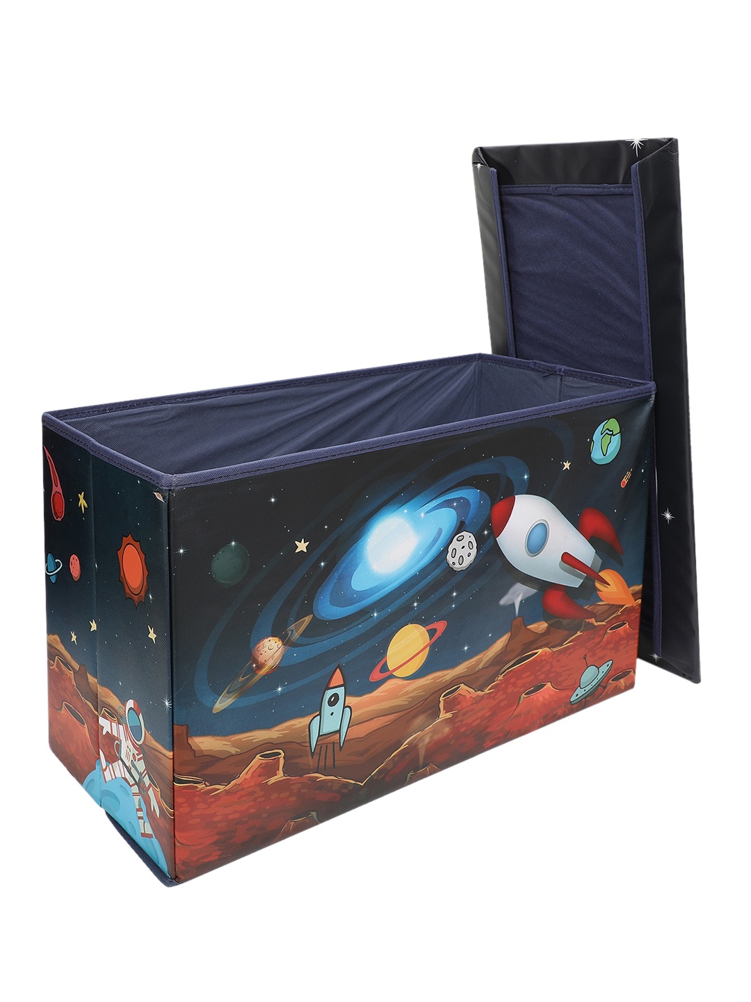 

Pokory Blue Foldable Rectangular Space-Shaped Toy Storage box With Lid, Purple