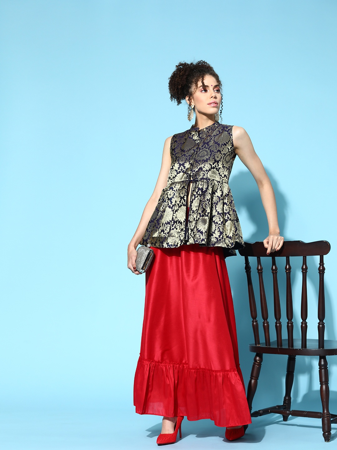 

Anayna Elegant Blue Woven Design Ready To Wear Lehenga Choli with Dupatta