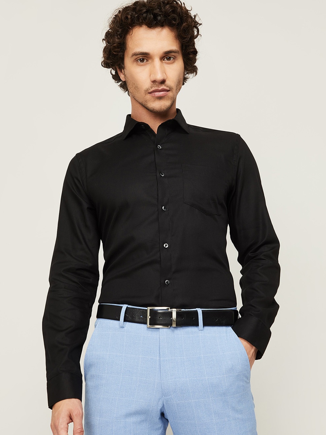 

CODE by Lifestyle Men Black Slim Fit Opaque Casual Shirt