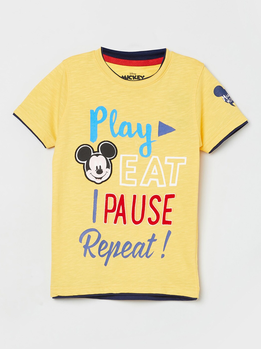 

max Boys Yellow Printed Cotton T-shirt