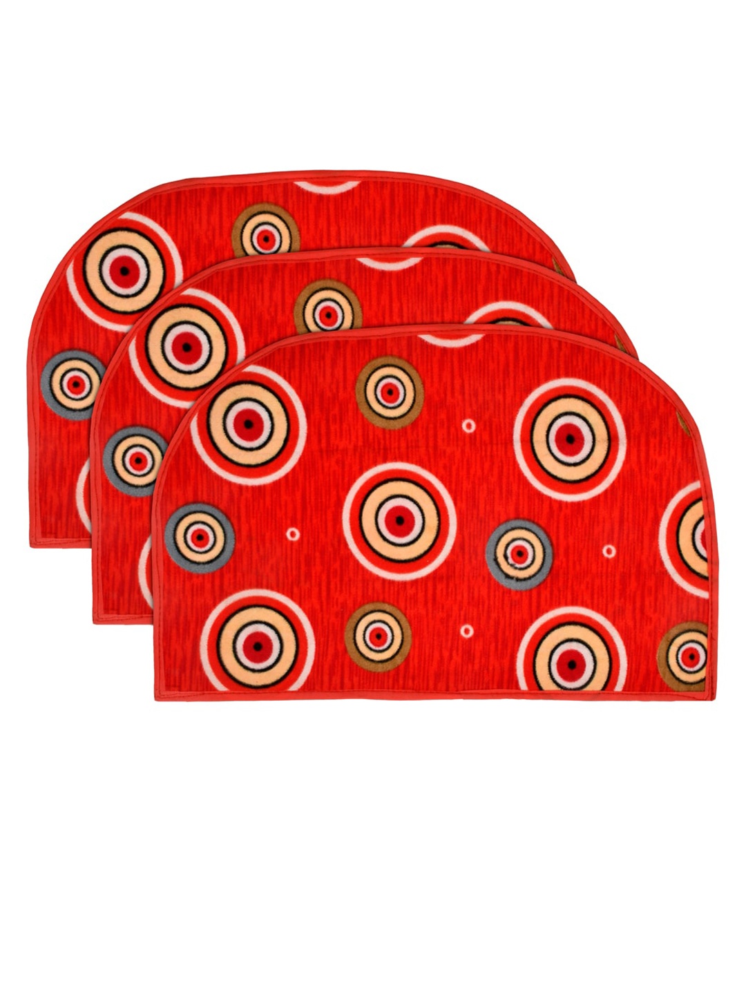 

Kuber Industries Set of 3 Red D Shape Anti-Slip Durable Rubber Door Mat