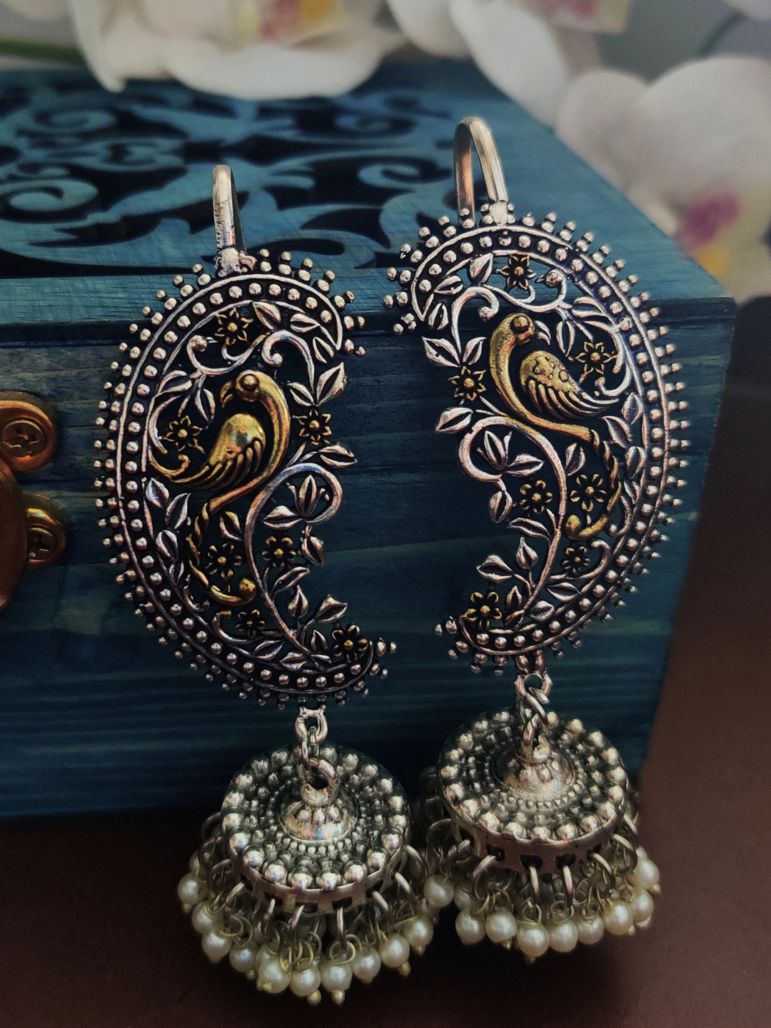 

Binnis Wardrobe Silver-Toned Contemporary Jhumkas Earrings