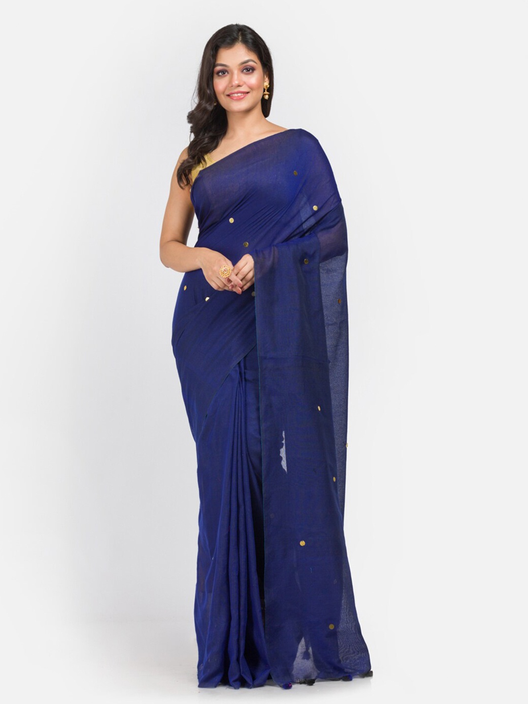 

Aryavart Blue & Gold Zari Pure Cotton Saree
