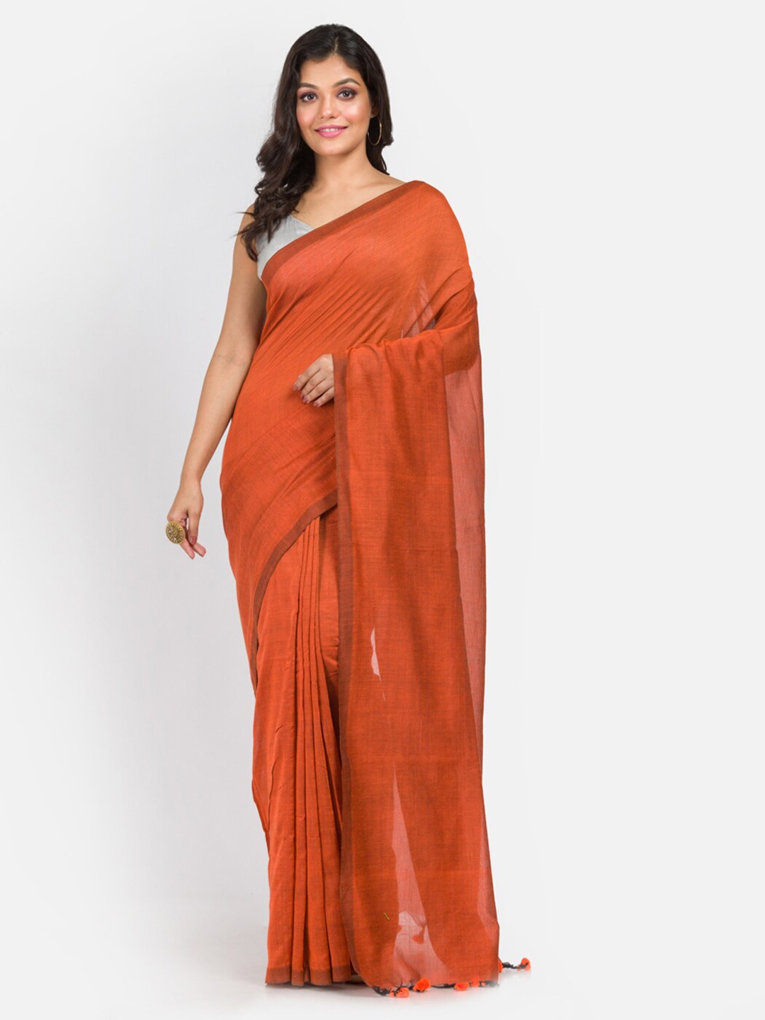 

Aryavart Orange Pure Cotton Saree