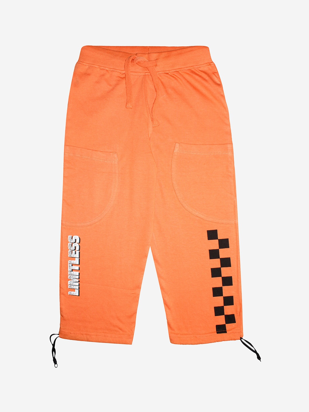 

KiddoPanti Kids Orange & White Graphic Printed Pure Cotton Joggers
