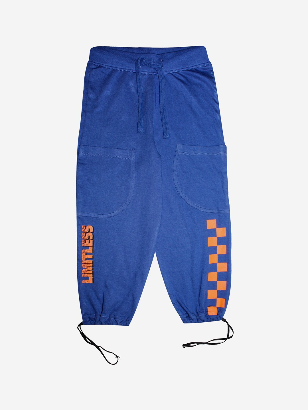 

KiddoPanti Kids Blue & Orange Graphic Printed Pure Cotton Joggers