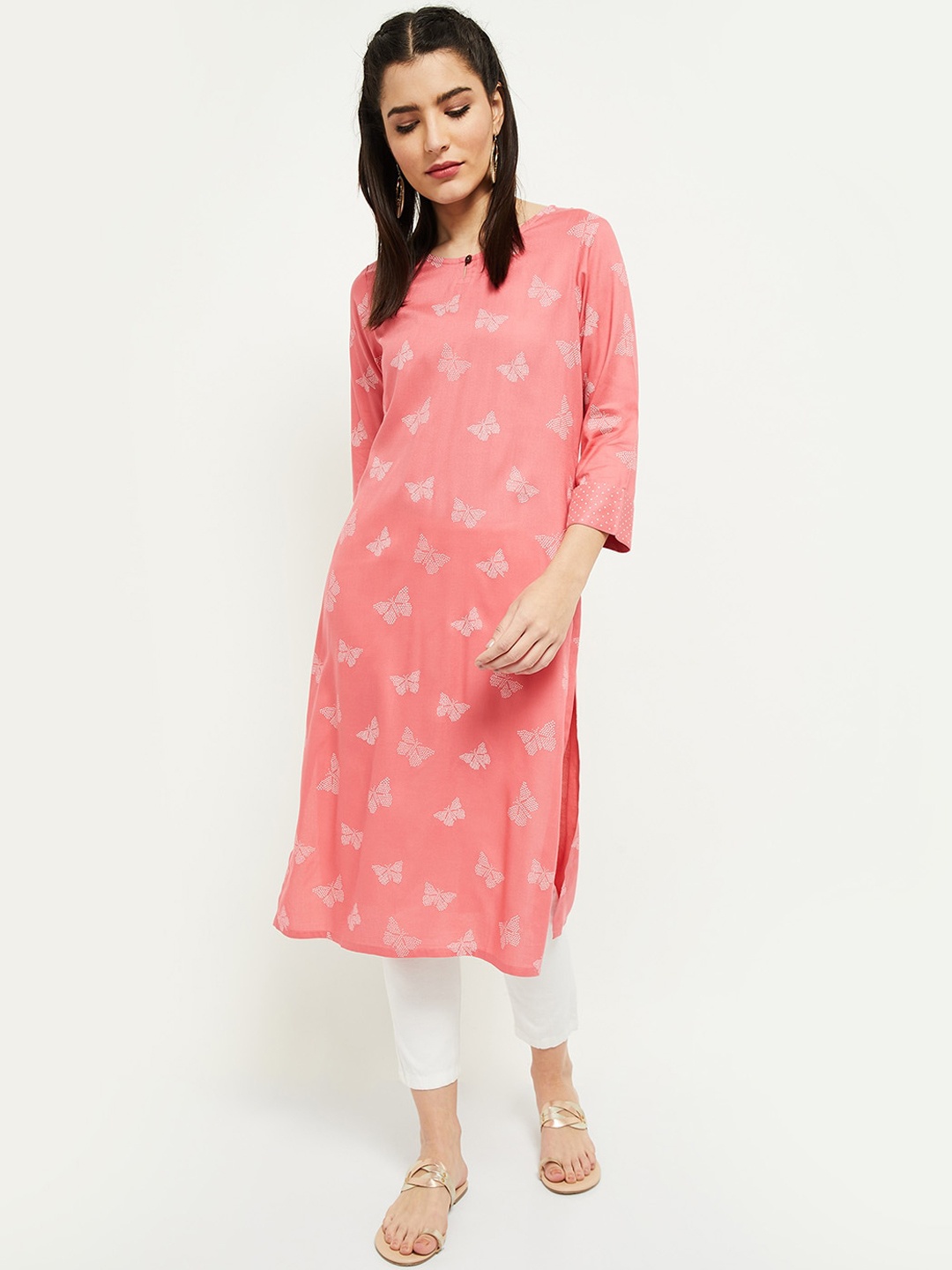 

max Women Coral Ethnic Motifs Kurta