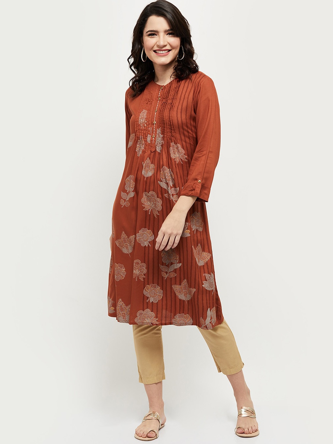 

max Women Rust Paisley Printed Anarkali Kurta