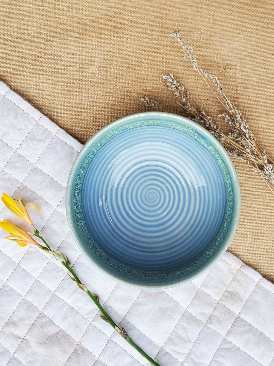 

Folkstorys Blue Textured Serving Bowl
