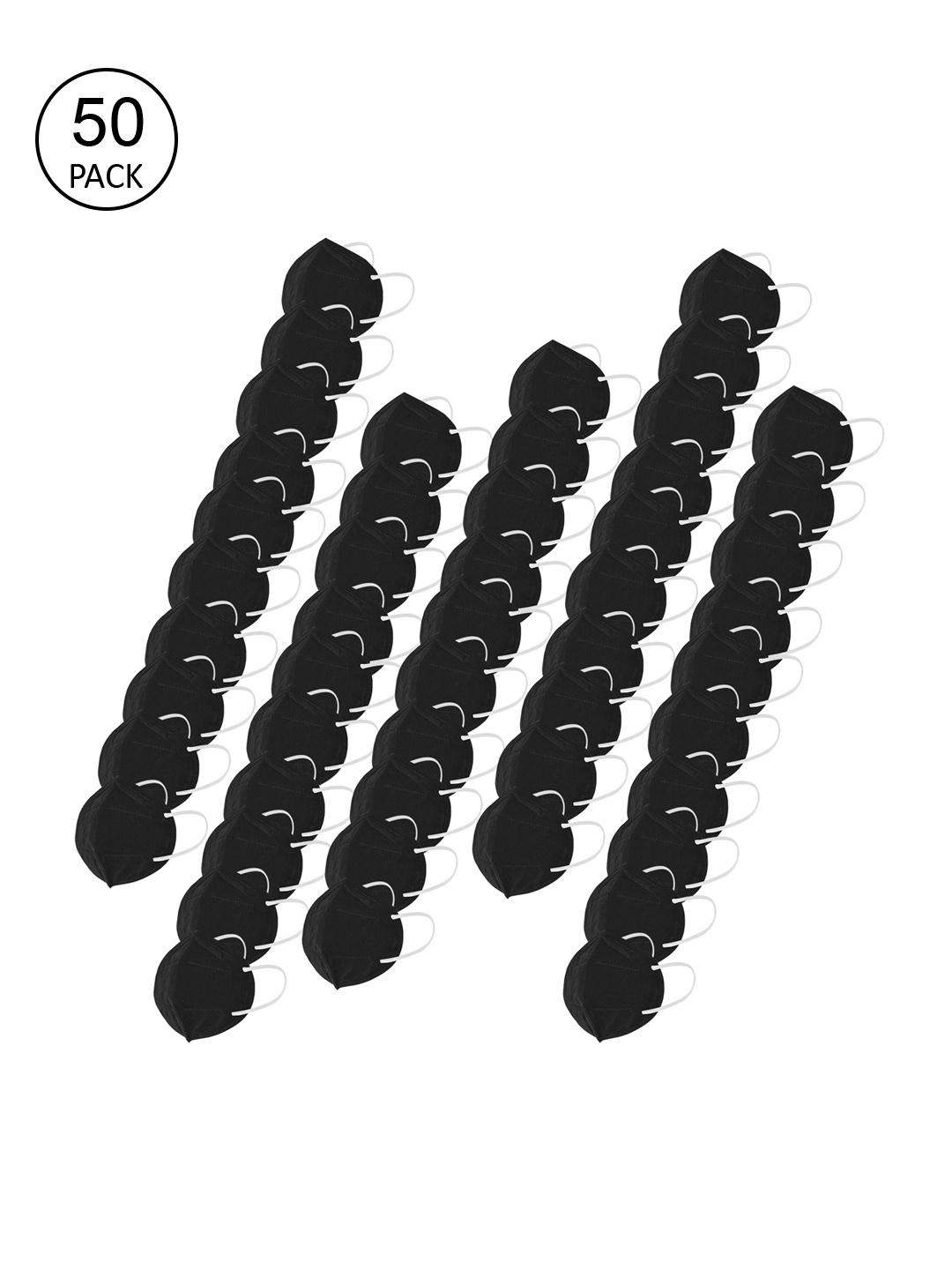 

LOIS CARON Unisex Pack Of 50 Solid 5-Ply 5 Layered Anti-Pollution N95 Masks, Black