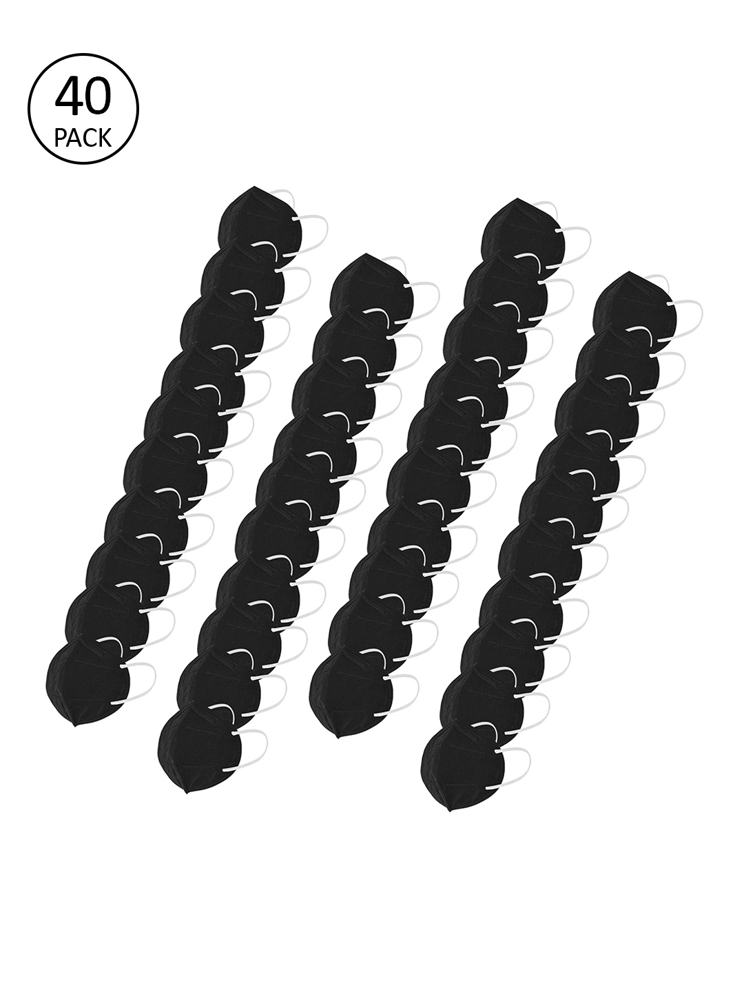

LOIS CARON Unisex Pack Of 40 Black Solid 5-Ply 5 Layered Anti-Pollution N95 Masks