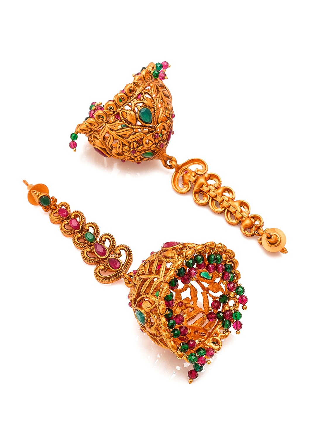 

aadita Gold-Toned & Gold-Plated Classic Jhumkas Earrings