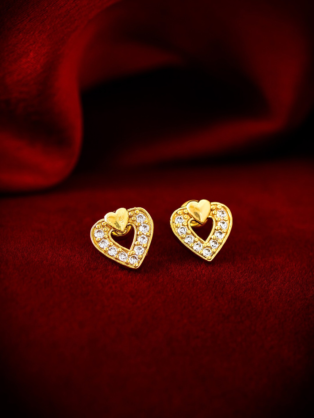 

aadita Gold-Toned American Diamond Studded Classic Studs Earrings