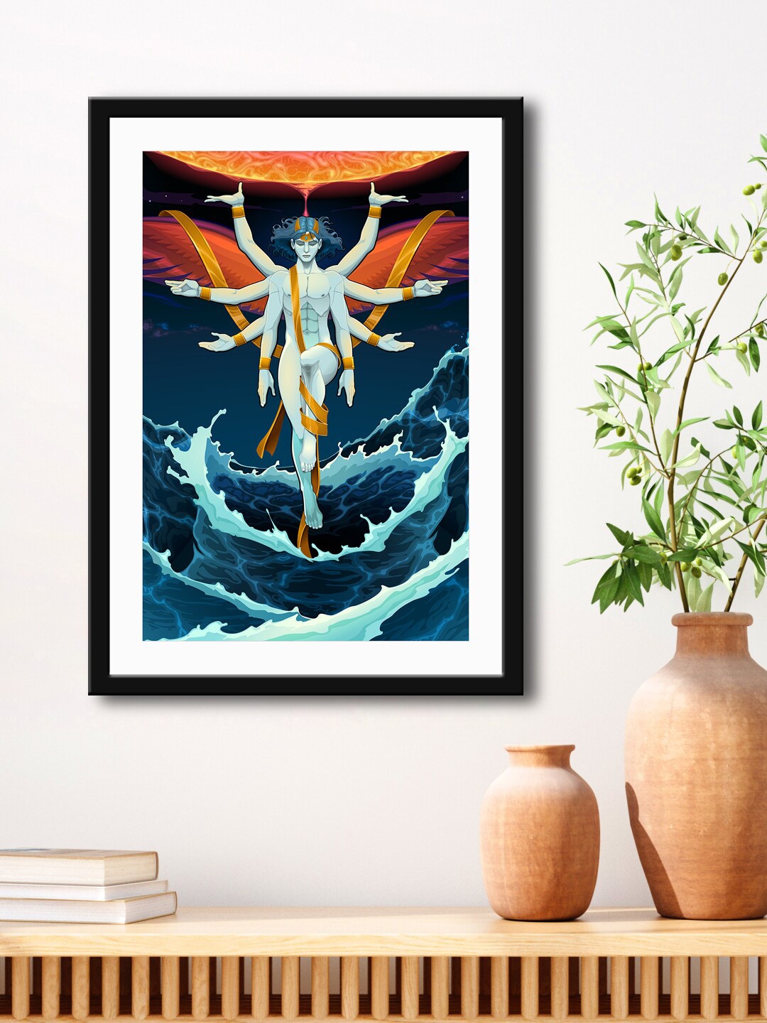 

999Store Teal-Blue & Orange Quiet Mind Over The Chaos HD Printed Framed Wall Art