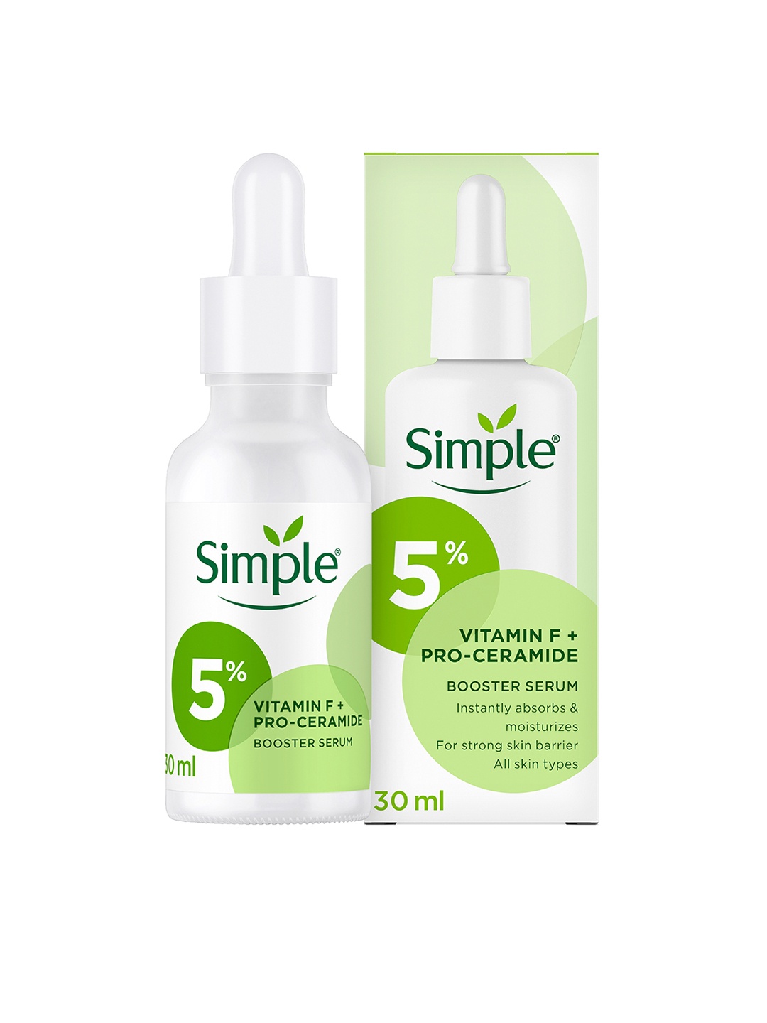 

Simple Booster Face Serum 10% Hemp Seed Oil + B3 For Strong Skin Barrier 30 ml, Green