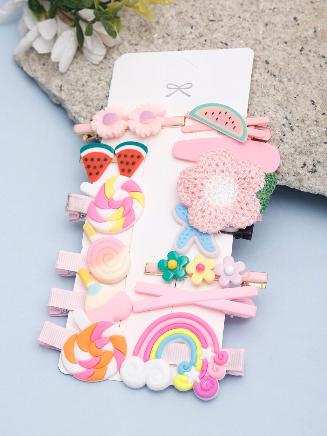 

YouBella Women Pink & White Set Of 14 Hair Accessory Set
