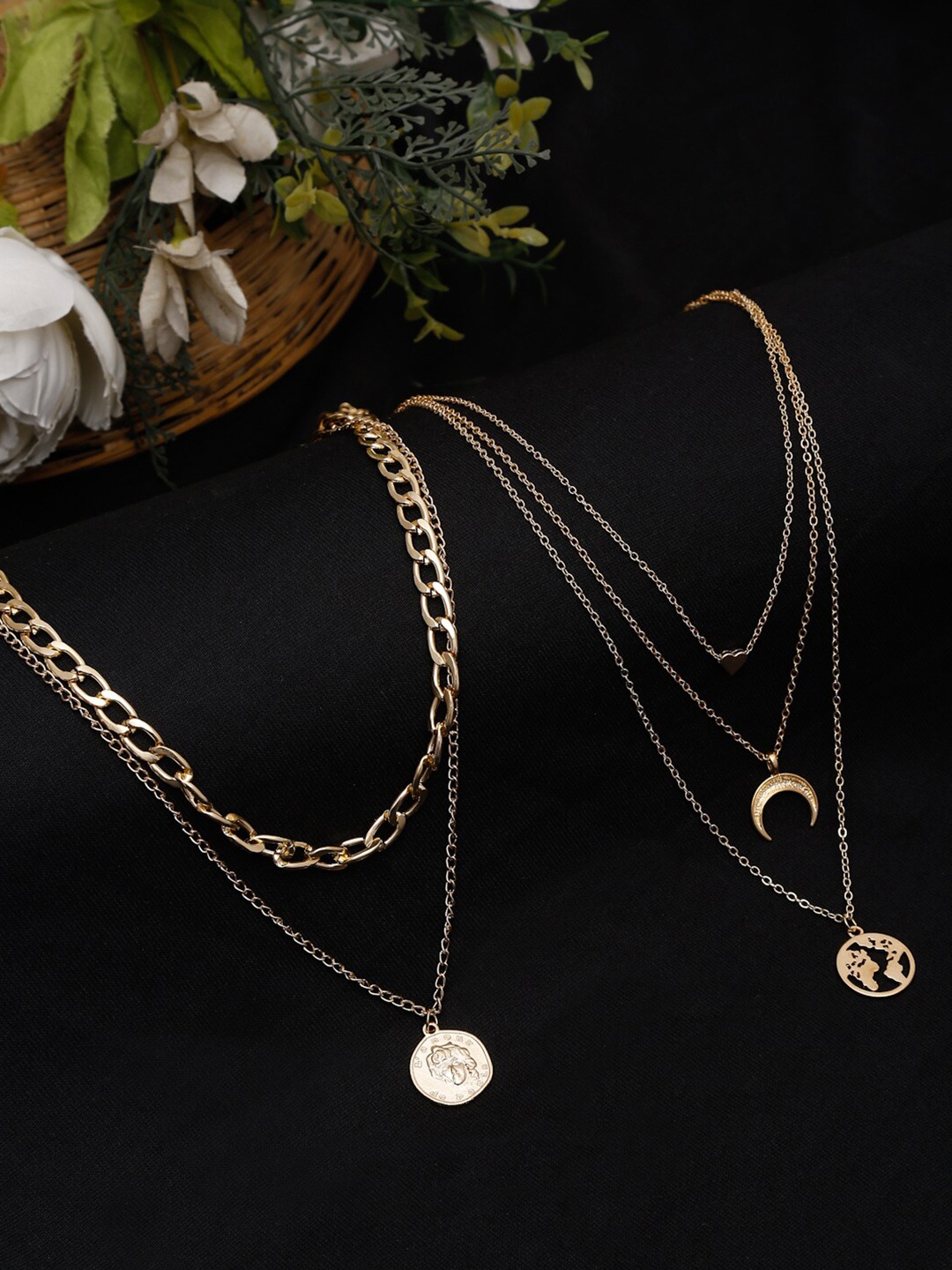 

YouBella Set Of 2 Gold-Toned Gold-Plated Layered Necklace
