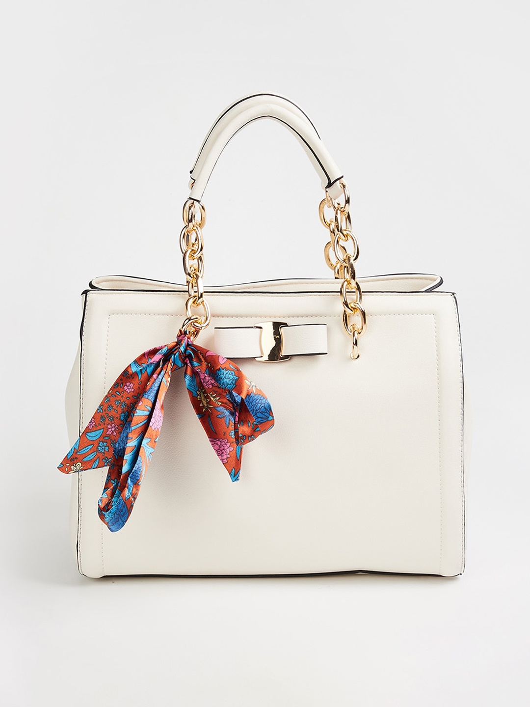 

CODE by Lifestyle Off White Structured Handheld Bag with Bow Detail