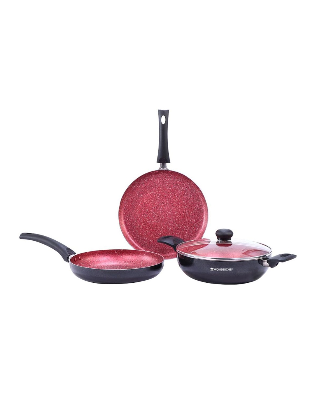 

Wonderchef Set Of 4 Red & Black Sigma Non-Stick Cookware Set