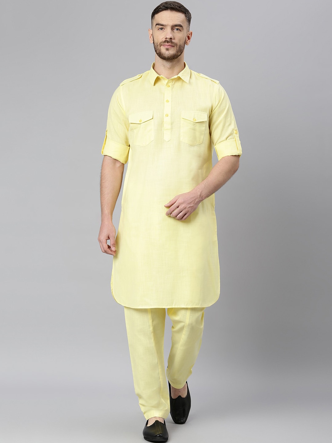 

Hangup Men Yellow Regular Kurta with Salwar