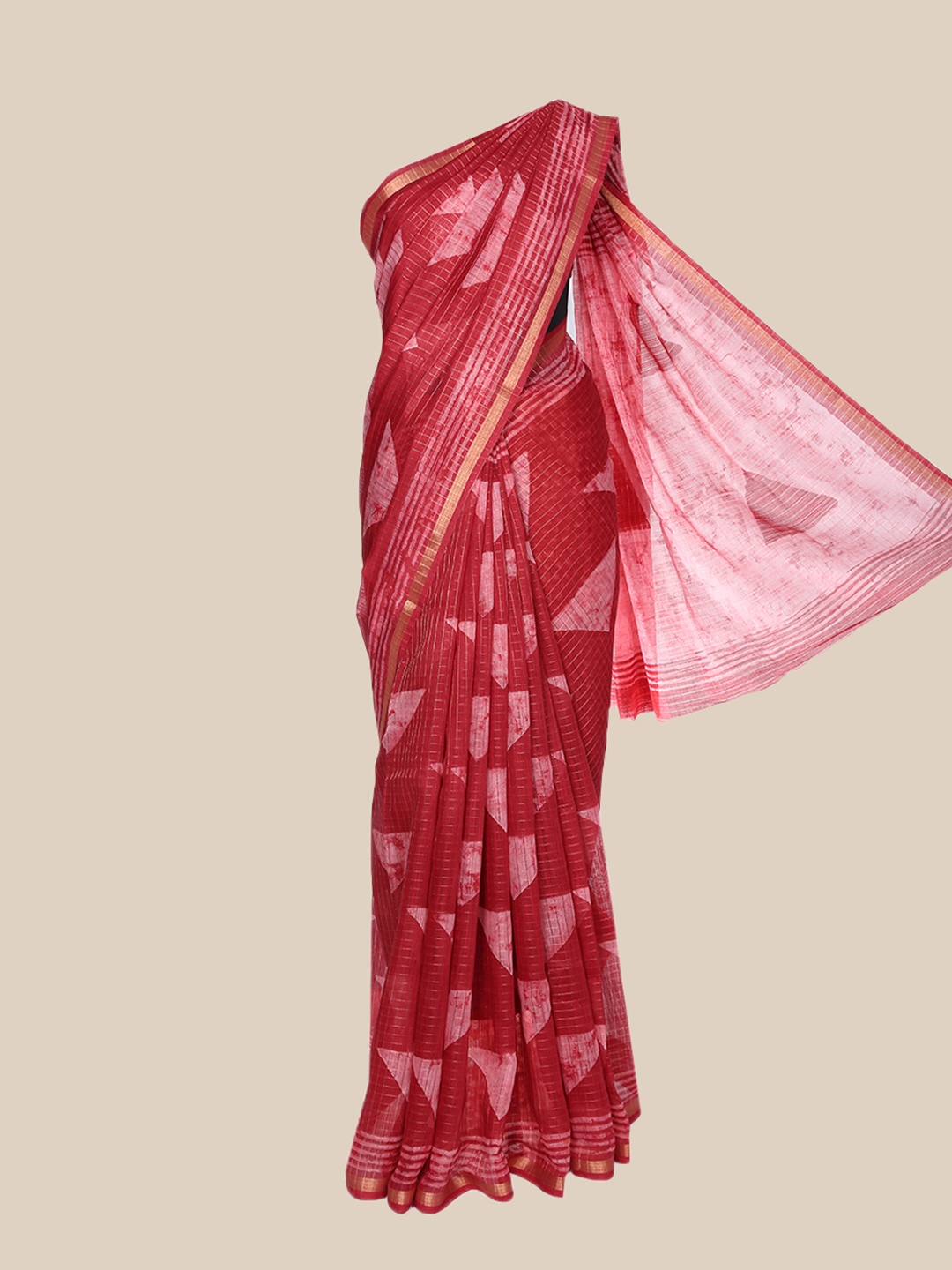 

The Chennai Silks Maroon & Gold Pure Cotton Chanderi Saree