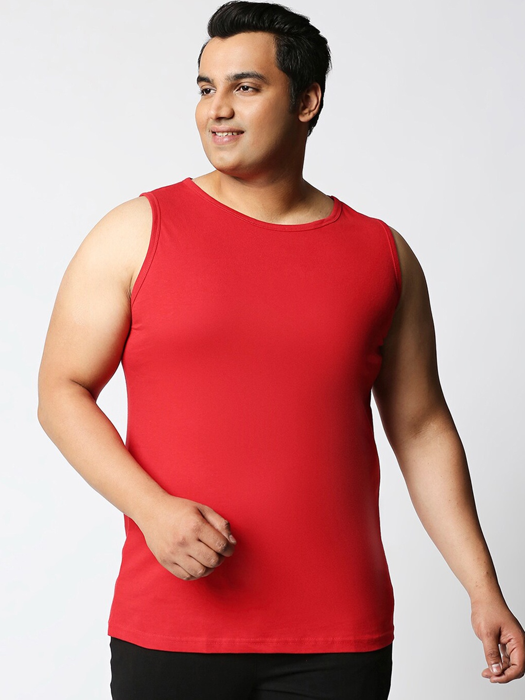 

Bewakoof Plus Men Red Solid Cotton Innerwear Vests