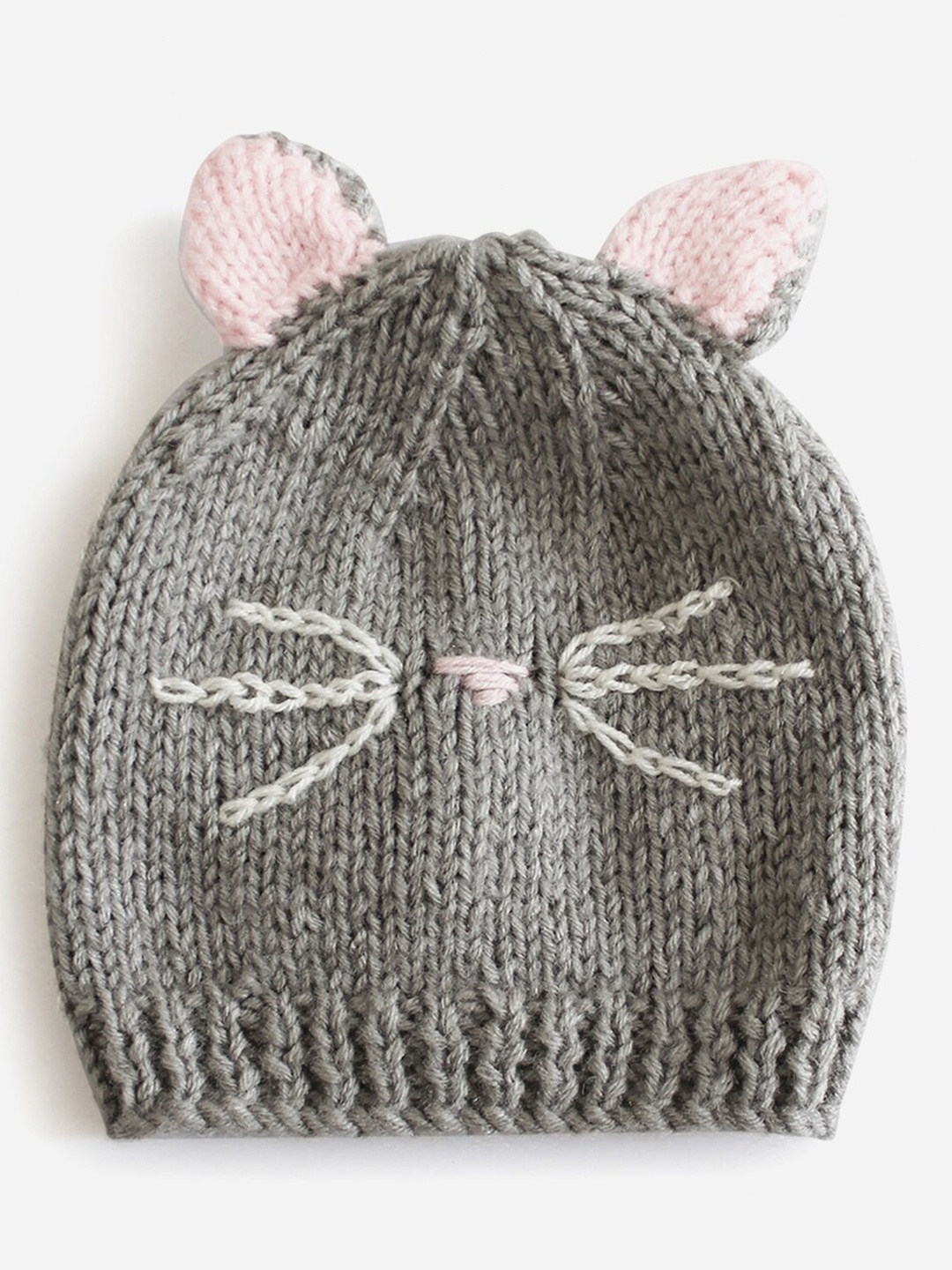 

Woonie Unisex Kids Grey & Pink Beanie
