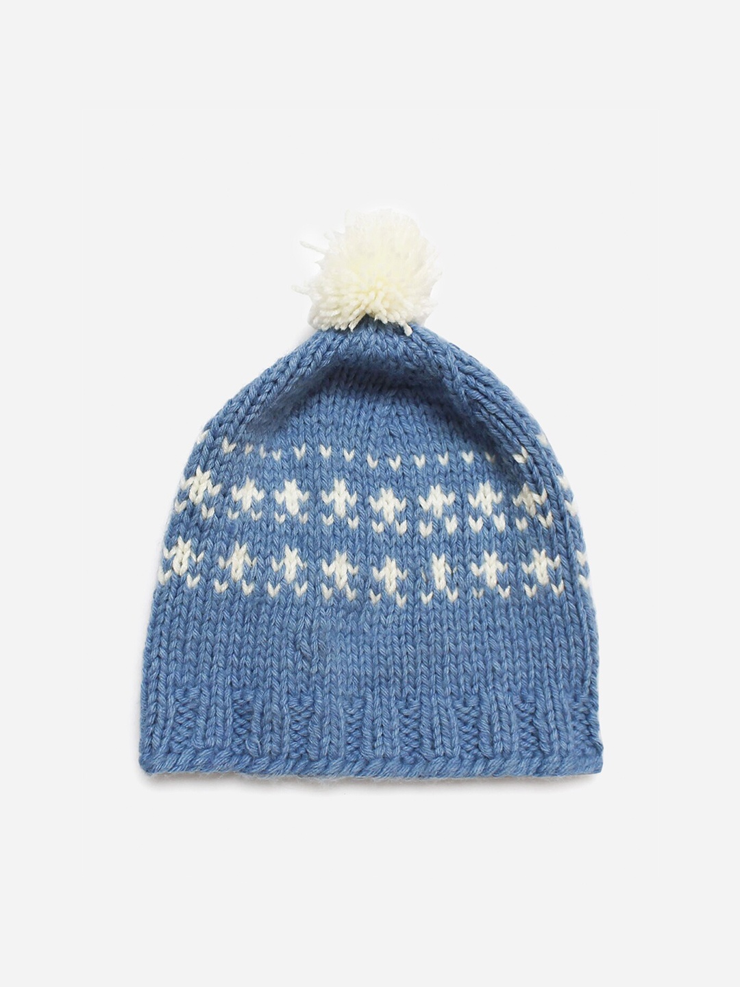 

Woonie Unisex Kids Blue & White Printed Beanie