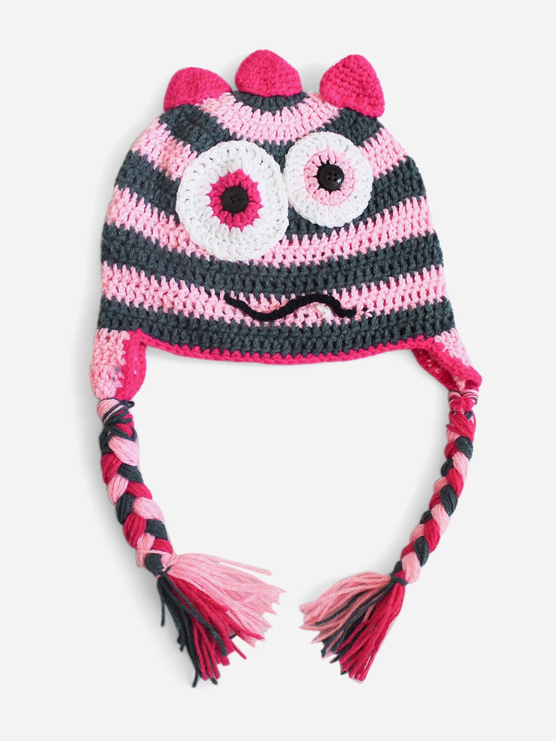 

Woonie Unisex Kids Pink & Grey Beanie