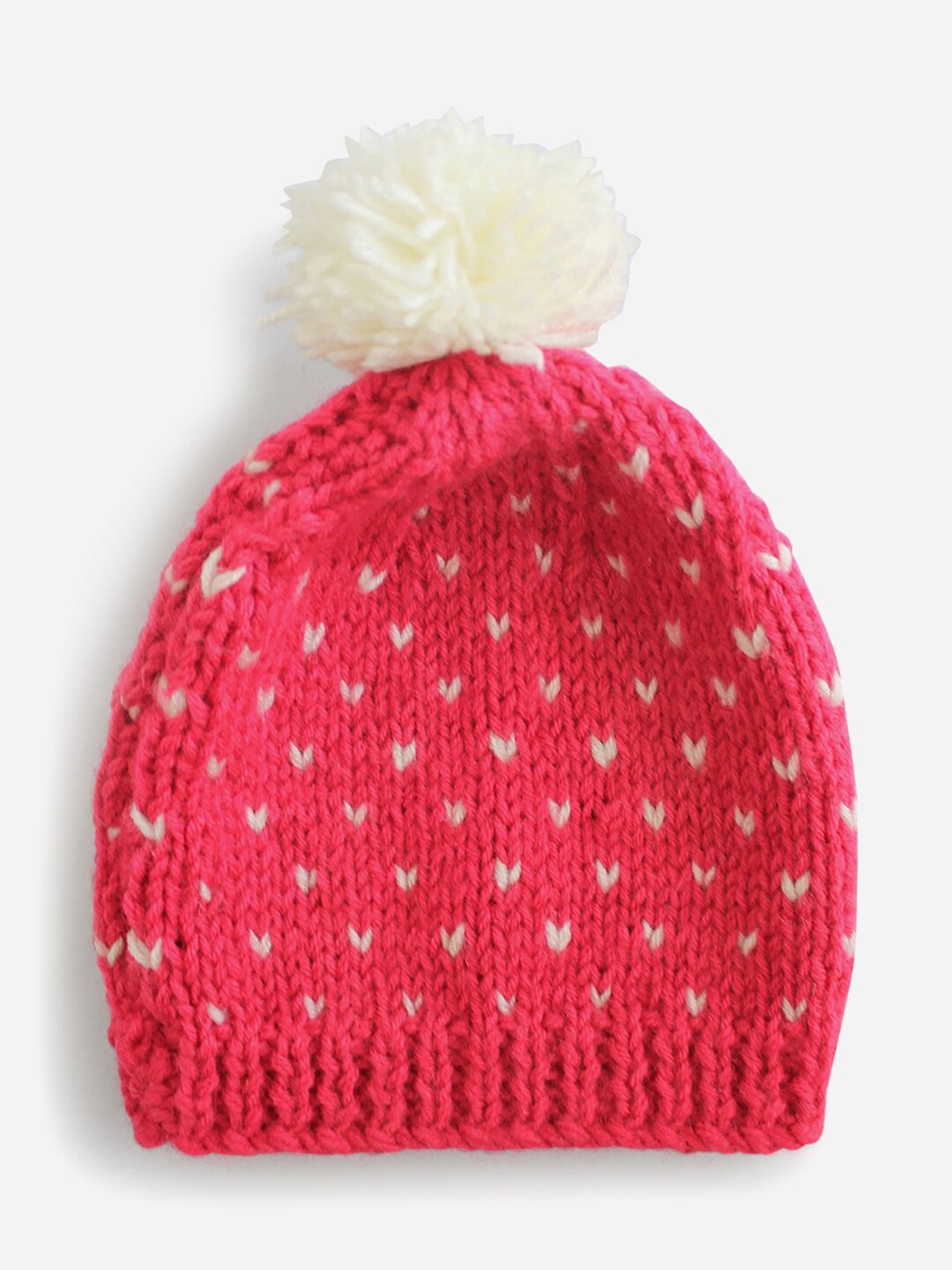 

Woonie Unisex Kids Pink & White Beanie