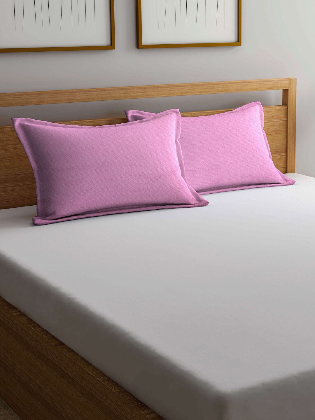 

DREAM WEAVERZ Set Of 2 Pink Chevron Printed Pillow Covers