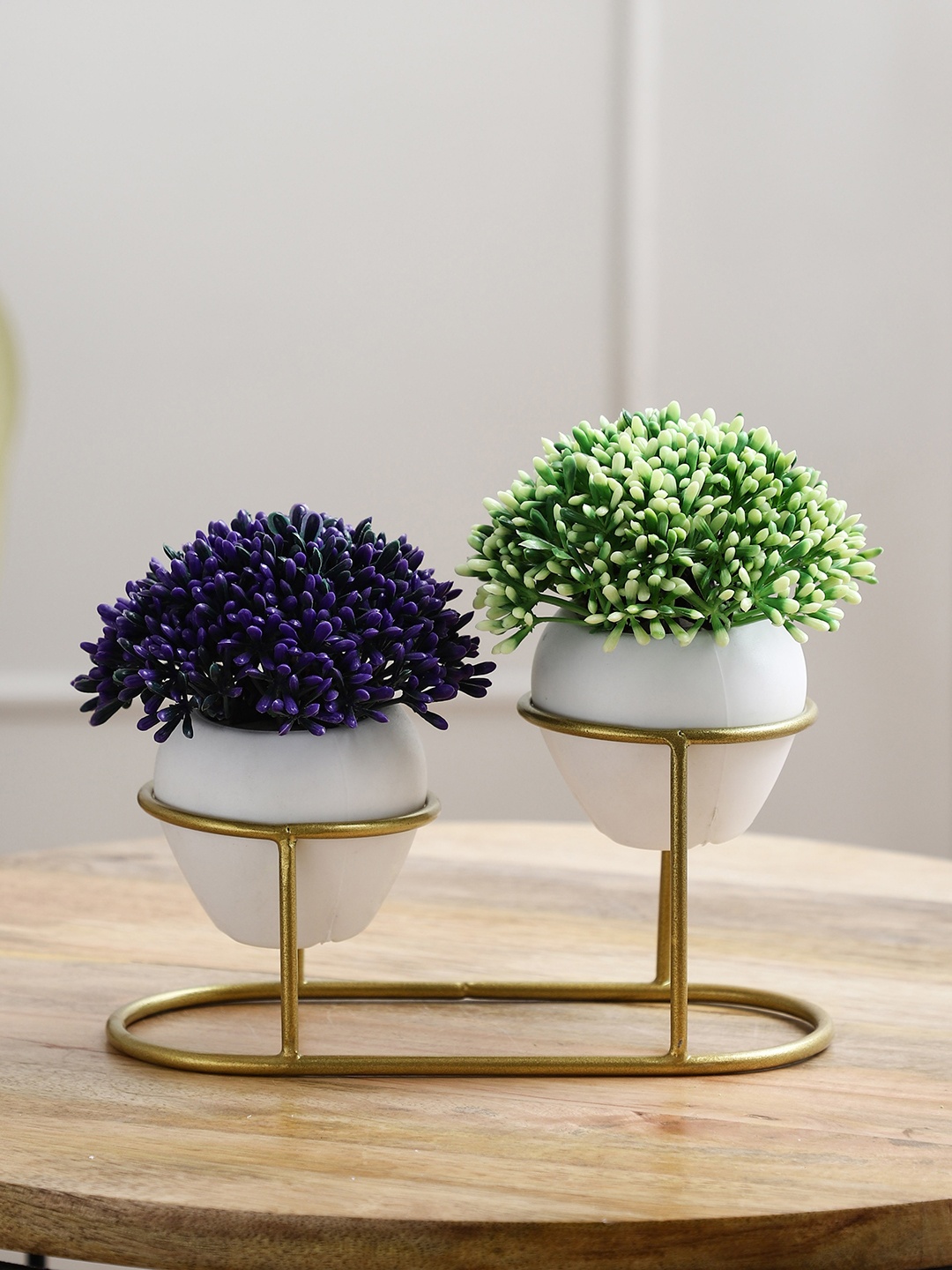 

FOLIYAJ White & Purple Set of 2 Artificial Plants with Holder