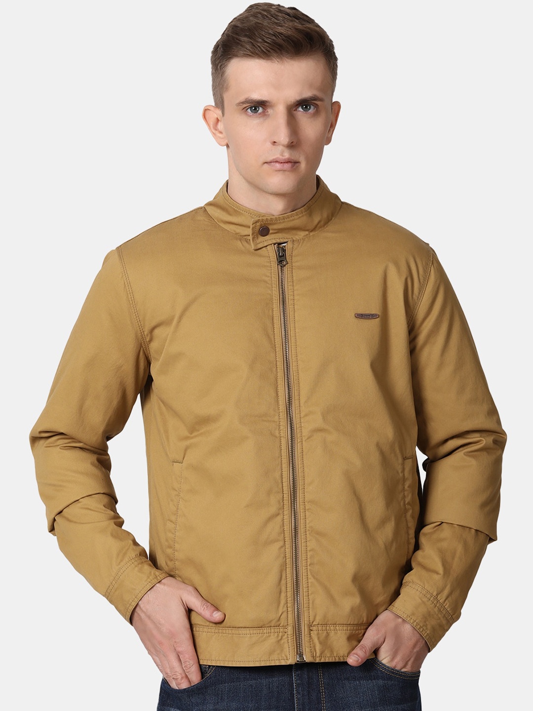 

t-base Men Khaki Solid Lightweight Biker Jacket