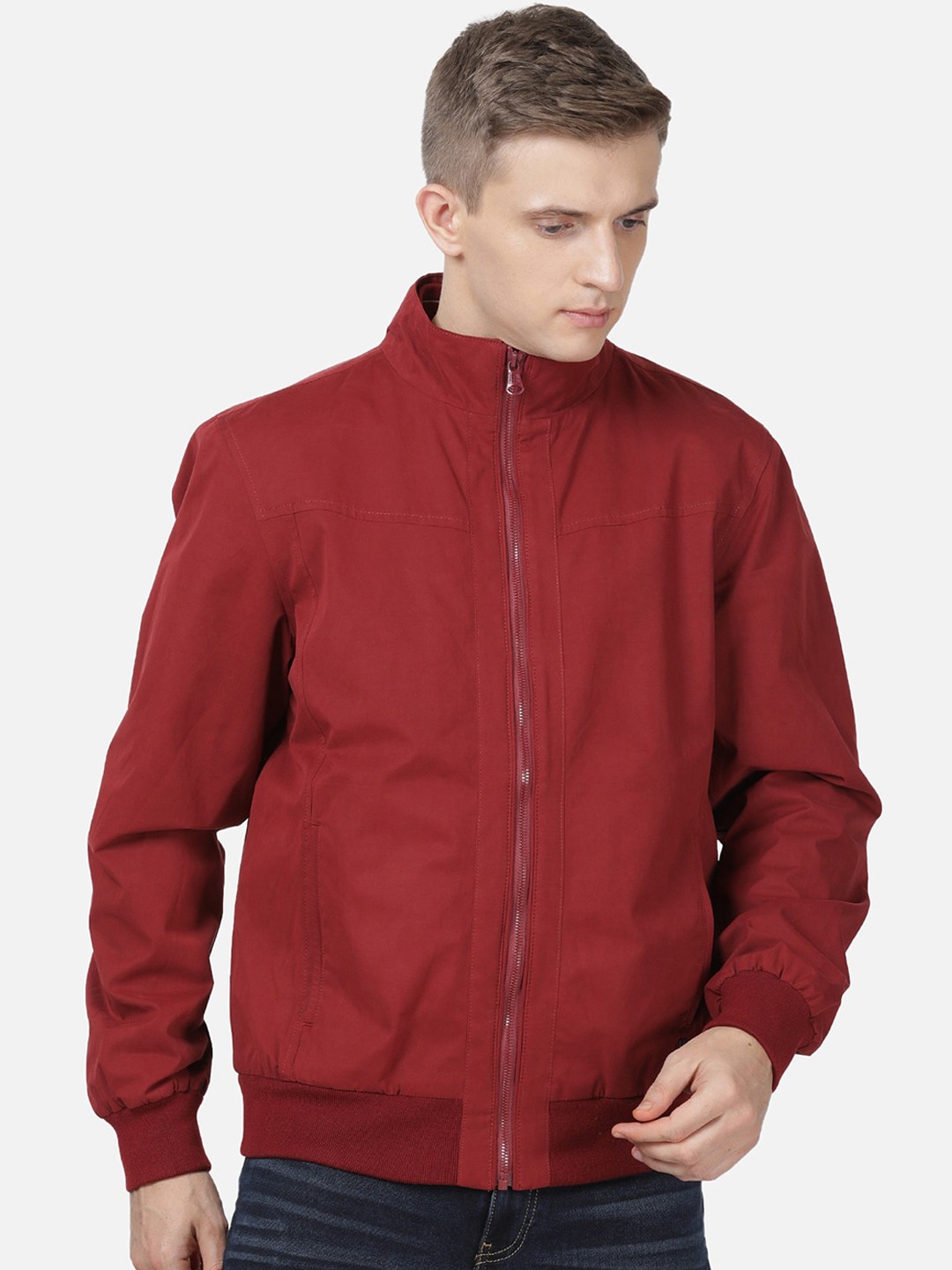 

t-base Men Maroon Lightweight Bomber Jacket