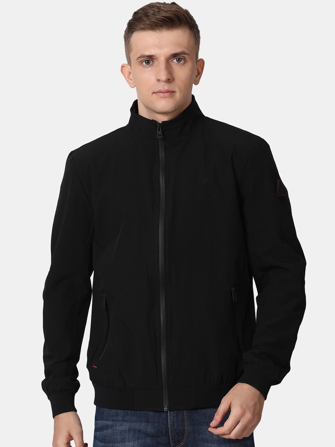 

t-base Men Black Solid Lightweight Biker Jacket