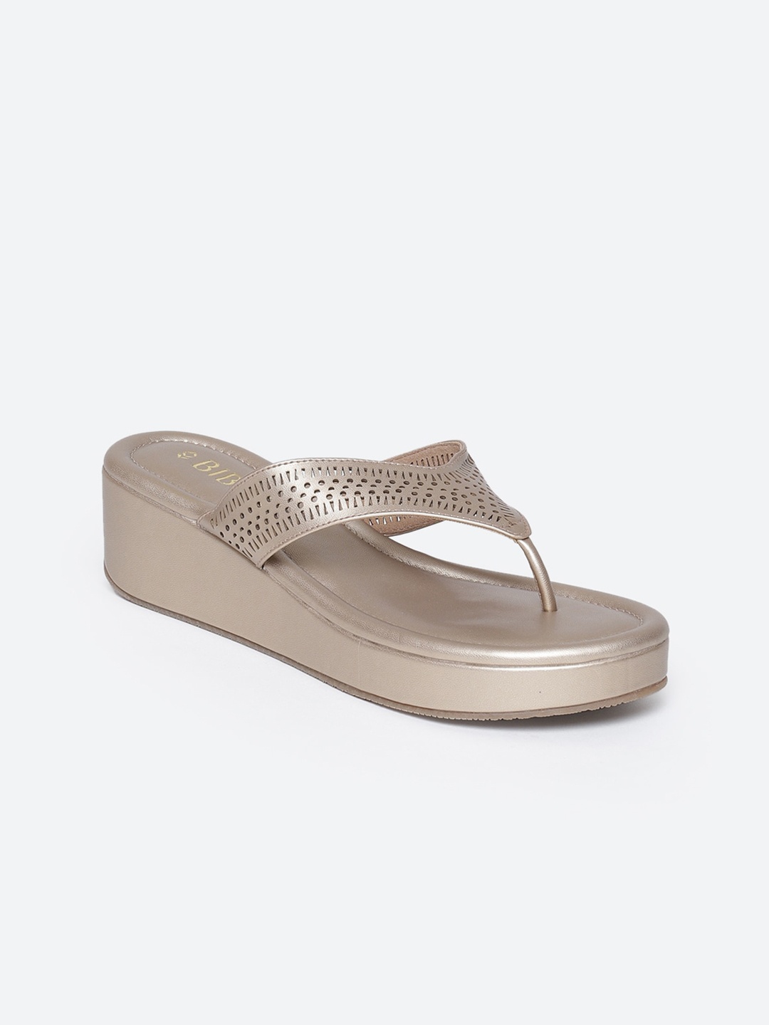 

Biba Gold-Toned Textured Comfort Sandals