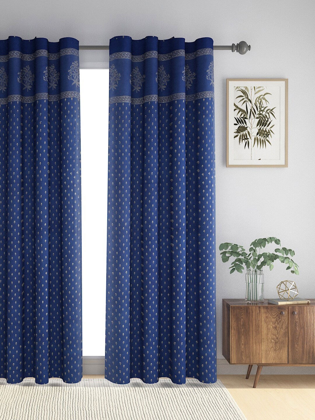 

Fabindia Blue & White Ethnic Motifs Printed Long Door Curtain