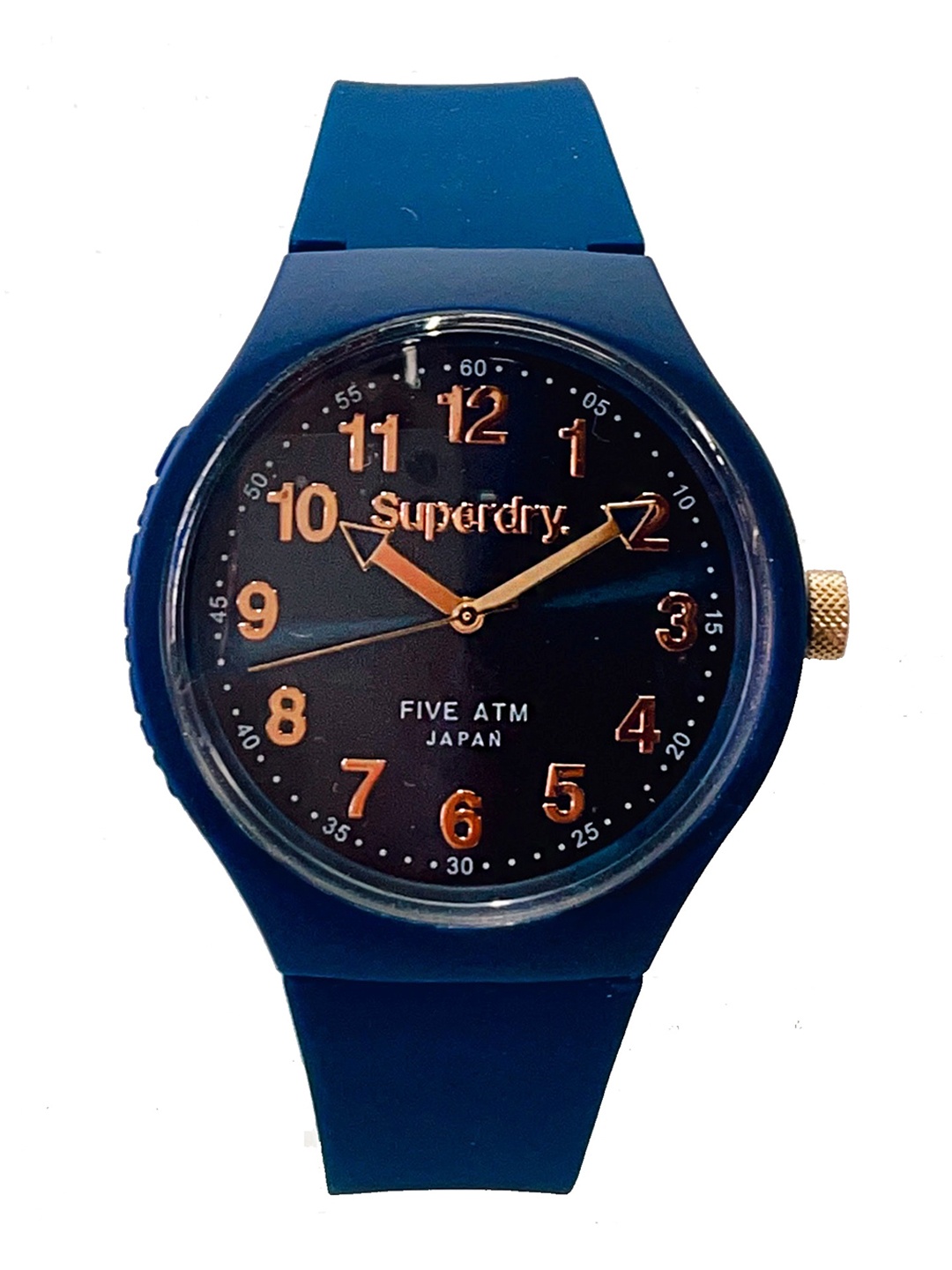 

Superdry Men Black Brass Dial & Blue Straps Analogue Watch SYG351U