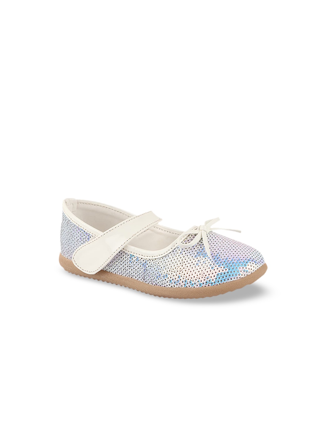 

Shoetopia Girls White Colourblocked Ballerinas with Bows Flats
